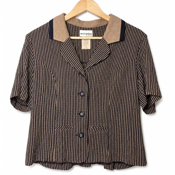 Perceptions Tops - Vintage Perceptions by Bruce B. Striped Short Sleeve Blazer Jacket Size 8 USA